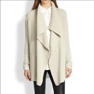Vince Natural Ribbed Yak Wool Draped Cardigan
